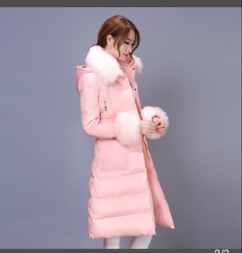 2015冬季保暖奢华大毛领羽绒服女棉服修身防寒长款韩版棉衣