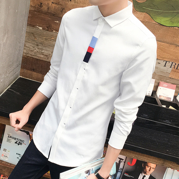 秋季衬衫男士日系青年韩版修身型长袖休闲薄款英伦学生免烫衬衣潮