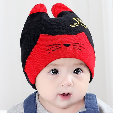 新生婴儿帽子0-3-6-12个月双层胎帽男女童套头帽保暖宝宝帽子秋冬