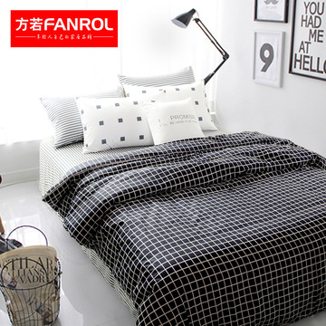 方若家纺全棉北欧四件套纯棉床上用品简约4件套床单被套1.5m1.8m