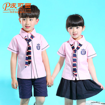 女童夏季2016新款夏装7-8岁小女孩班服两件套小学生校服班服套装