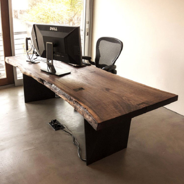 实木不规则边办公会议桌书桌餐桌 原木电脑桌 休闲茶桌 大板桌子