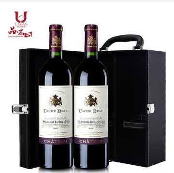 法国原瓶装进口红酒凯狮堡优质波尔多AOC葡萄酒双支装礼盒750ml*2