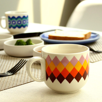 非同凡品 北欧风海澜陶瓷杯马克杯 创意简约早餐水杯子咖啡杯礼物