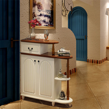 包邮欧式实木双面烤漆门厅柜 现代简约鞋柜 美式地中海鞋柜玄关柜