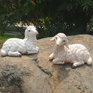 仿真动物可爱小羊摆件创意家居花园装饰工艺客厅阳台电视柜装饰品