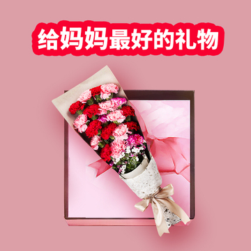 红粉玫瑰花束礼盒康乃馨百合 送母亲节妈妈生日礼品鲜花速递深圳