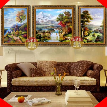 现代家居装饰画欧式风景油画客厅卧室玄关沙发背景墙壁挂画山水画