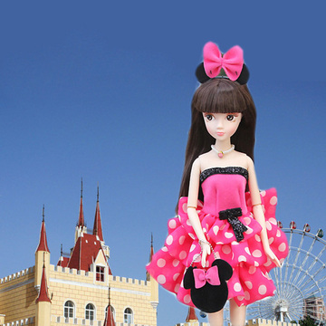 正版可儿娃娃 迪士尼公主米妮 米奇 女孩玩具娃娃关节体6087-1