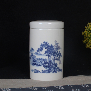博古陶瓷 茶叶罐陶瓷 德化白瓷罐密封罐 直筒罐 散装茶叶包装瓷罐