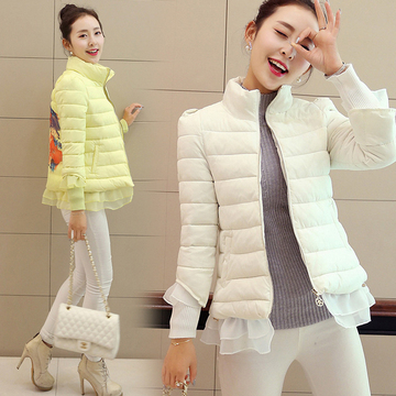 2016冬装新韩版新款保暖淑女修身显瘦印花小棉衣女学生短款外套潮