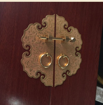 中式家具纯铜拉手 仿古橱柜门全铜把手 古典衣柜书柜门圆形配件