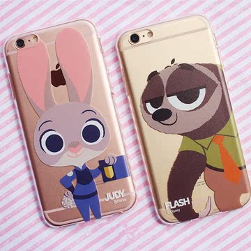 韩国正品代购迪士尼苹果6s疯狂动物城透明软壳iPhone6sPlus保护套