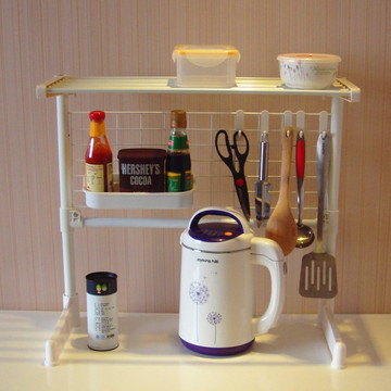 厨房微波炉置物架厨具收纳挂架调味架日本创意层架简约白色碗盘架