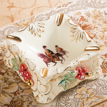欧式复古陶瓷烟灰缸创意个性客厅茶几办公室大号高档装饰品摆件