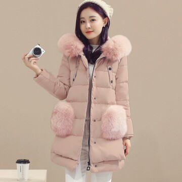 2016冬季新品韩版大毛领品牌羽绒服中长款加厚修身斗篷型女装外套