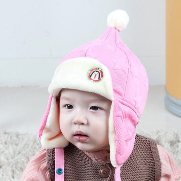韩版男女童宝宝帽子秋冬儿童保暖加厚毛线帽冬天婴儿帽子6-12个月
