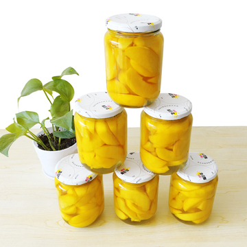 安徽砀山农家自制黄桃罐头 水果罐头食品 整箱2罐 1KG/瓶 包邮