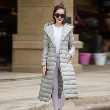 2016冬装新款韩国版轻薄羽绒服女超中长款过膝连帽修身大码外套潮