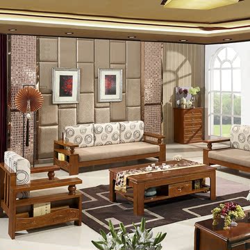 全实木沙发橡木沙发组合转角布艺贵妃沙发现代简约新中式客厅家具