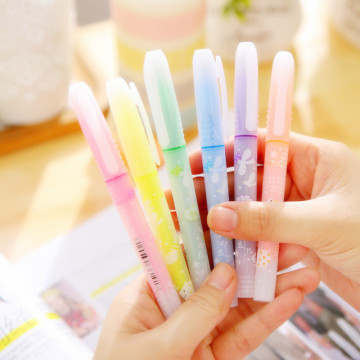 韩国糖果色荧光彩笔 学生斜头记号笔diy手账彩色重点标记笔文具女