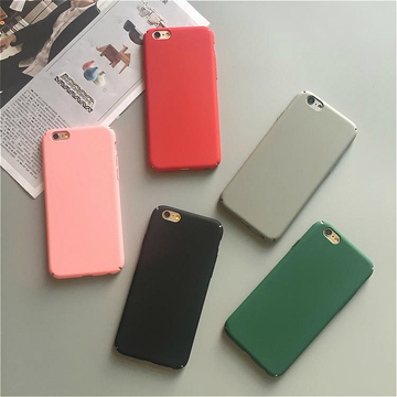 简约纯色iPhone7手机壳超薄苹果6s plus全包保护套5se磨砂硬壳女
