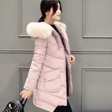 2016年新款韩版中长款修身棉衣女大毛领羽绒棉服加厚棉袄学生外套