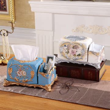 欧式复古纸巾盒餐巾盒 家居工艺装饰品摆件 创意遥控器桌面收纳盒