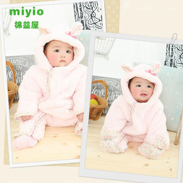 miyio 宝宝连体衣冬季5-12个月珊瑚绒婴儿连身爬装加厚保暖连身衣