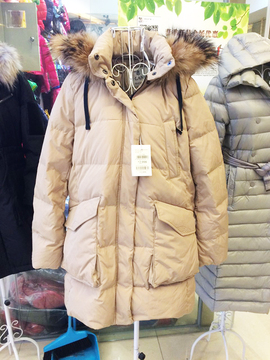 2016冬款羽绒服女中长款A字型加厚专柜正品 EEJD68T03M