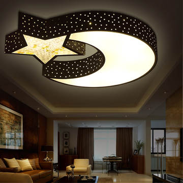 创意温馨星星月亮卧室LED吸顶灯浪漫简约遥控变色男女孩儿童房灯