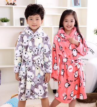 法兰绒儿童睡衣秋季女童男童长袖珊瑚绒套装冬季小孩子宝宝家居服
