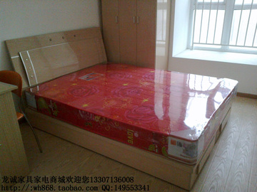 武汉出租房家具板式床特价床席梦思床1.2米1.5米双人橡木床原木床