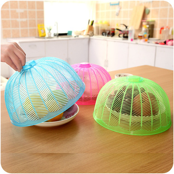 三个装圆形迷你食物罩罩子 饭菜罩防蝇罩 餐桌罩可折叠塑料小号