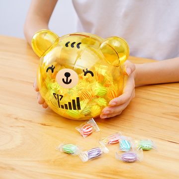 卡通塑料透明熊存钱罐儿童零钱硬币创意储蓄罐超大号可爱寸钱罐